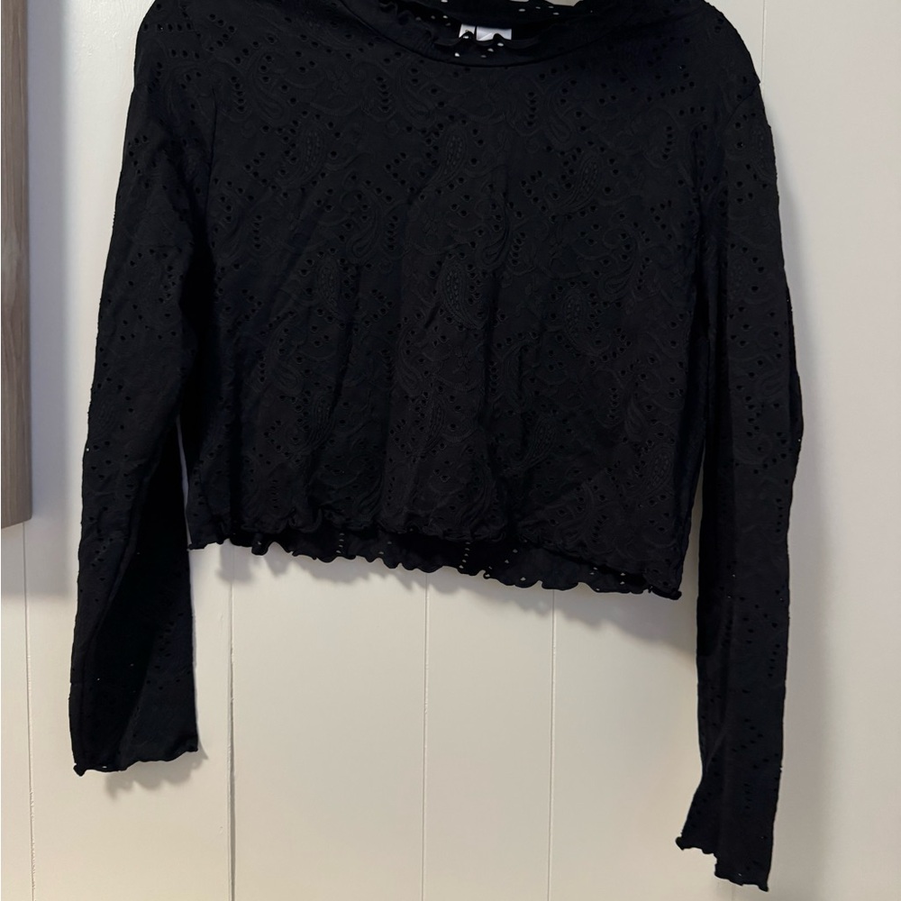 Celebrity Pink Black Lace Long Sleeve Top